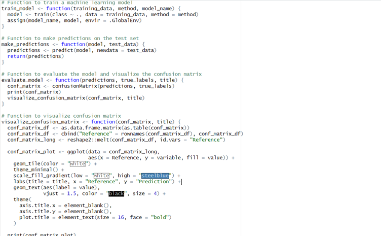 functions to train predict evaluate and visualisation